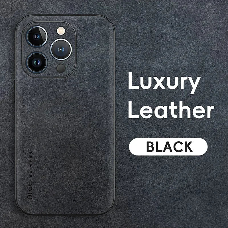 Luxury sheepskin Case For iPhone 16 15 14 13 12 11 Pro Max Plus X XS XR Matte Leather Phone Cover