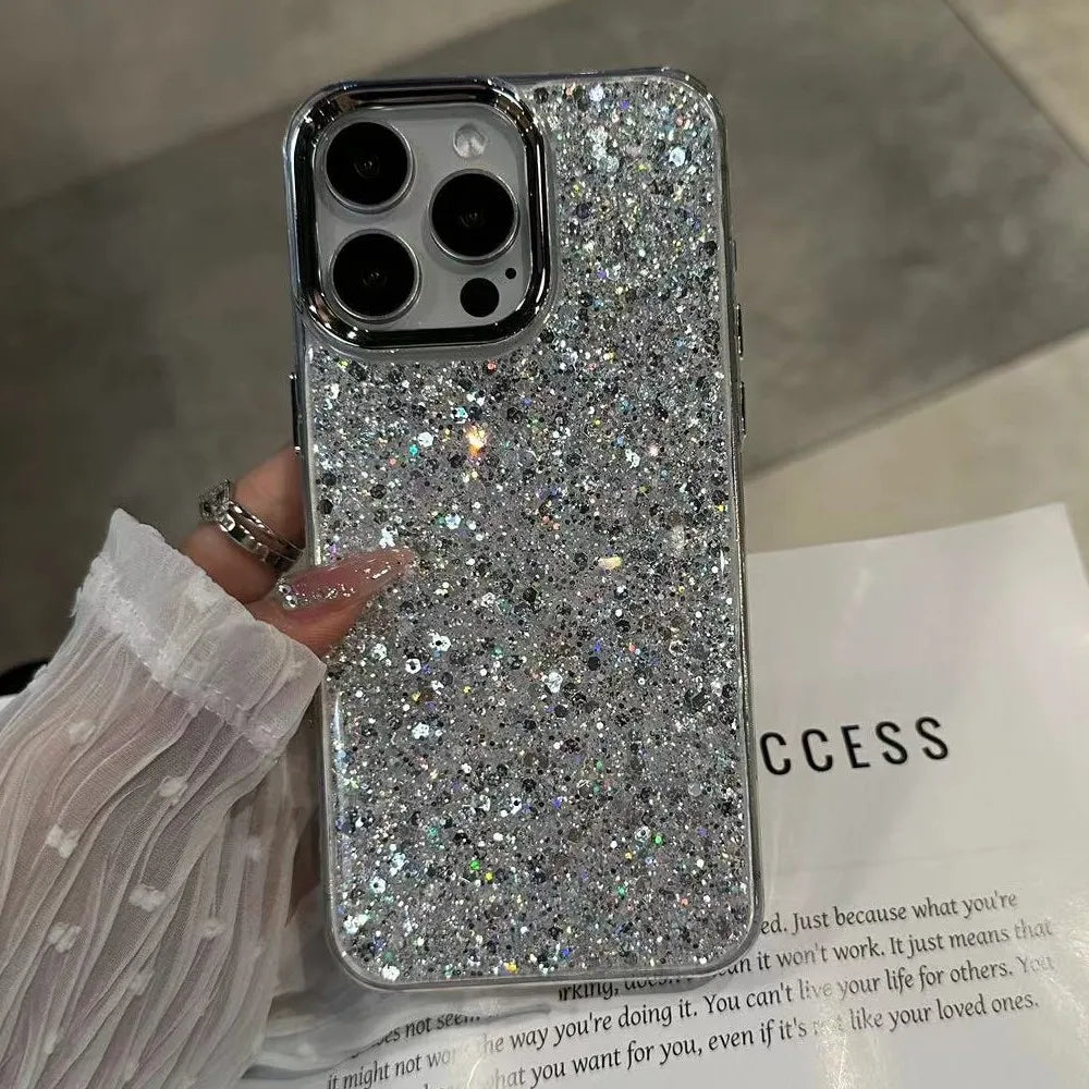 Luxury Bling Glitter Shockproof Phone Case For iPhone 17 Air 16 15 14 13 12 11 Pro Max Plus Soft Bumper Protection Cover