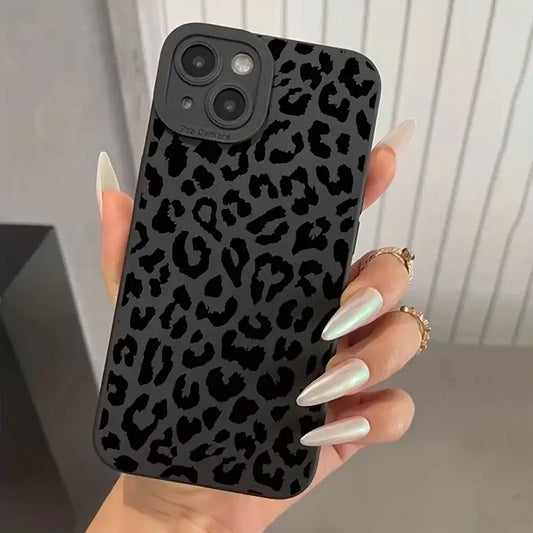 Black Print Leopard Graphic Phone Case For iPhone 17 16 15 14 13 12 11 Pro Max XS XR 7 8 Plus 16E Shockproof Soft Silicone Cover