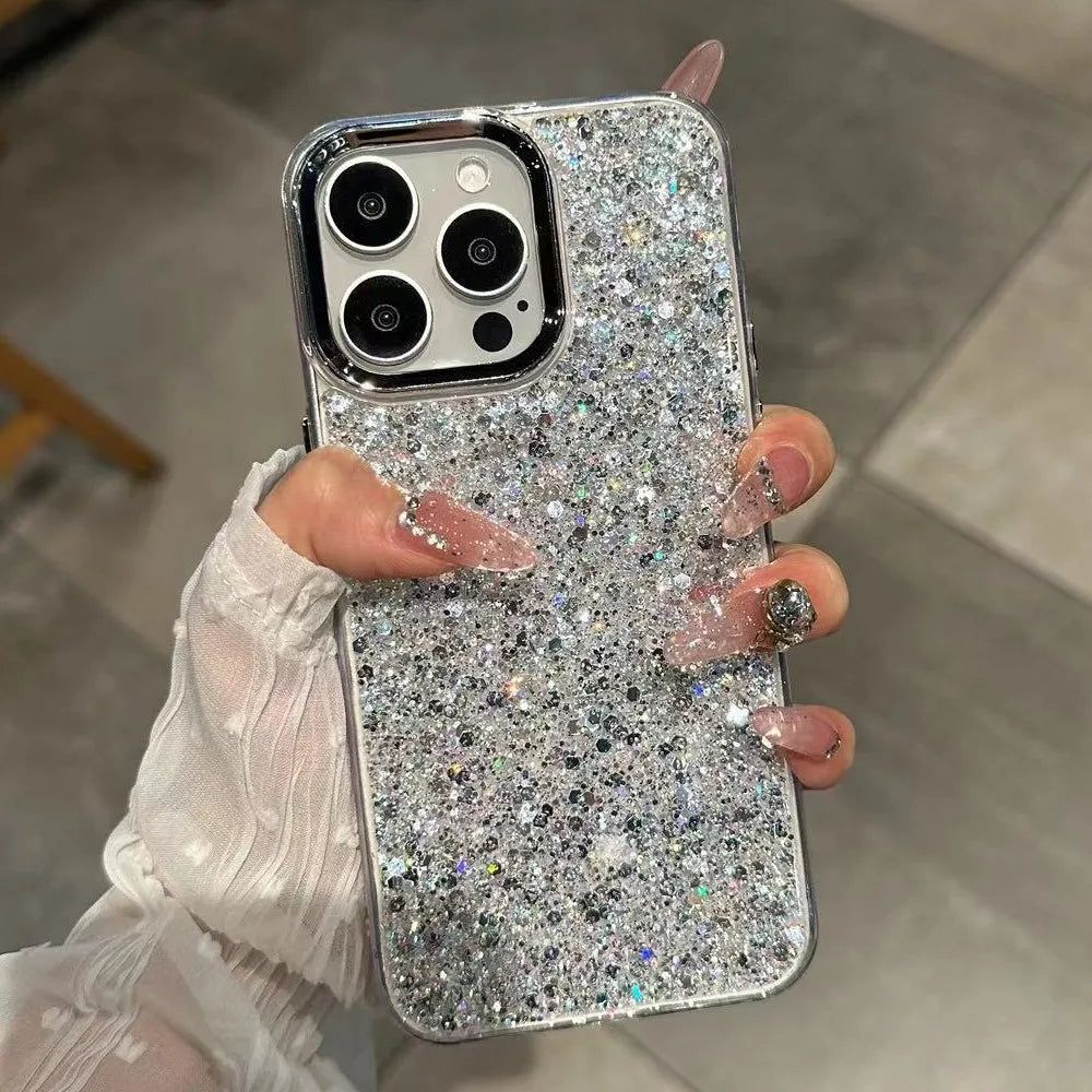 Luxury Bling Glitter Shockproof Phone Case For iPhone 17 Air 16 15 14 13 12 11 Pro Max Plus Soft Bumper Protection Cover