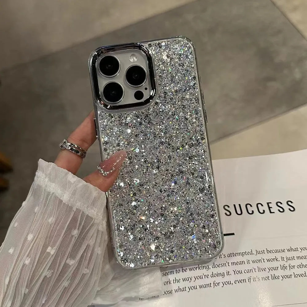 Luxury Bling Glitter Shockproof Phone Case For iPhone 17 Air 16 15 14 13 12 11 Pro Max Plus Soft Bumper Protection Cover