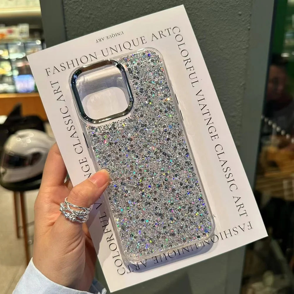 Luxury Bling Glitter Shockproof Phone Case For iPhone 17 Air 16 15 14 13 12 11 Pro Max Plus Soft Bumper Protection Cover