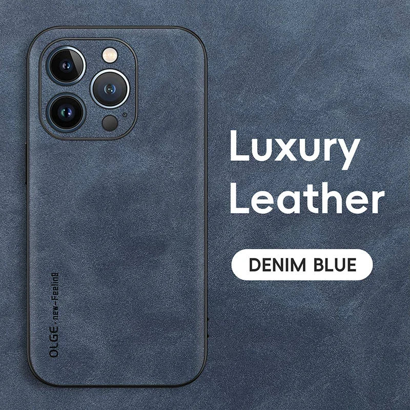Luxury sheepskin Case For iPhone 16 15 14 13 12 11 Pro Max Plus X XS XR Matte Leather Phone Cover