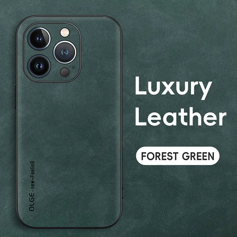 Luxury sheepskin Case For iPhone 16 15 14 13 12 11 Pro Max Plus X XS XR Matte Leather Phone Cover