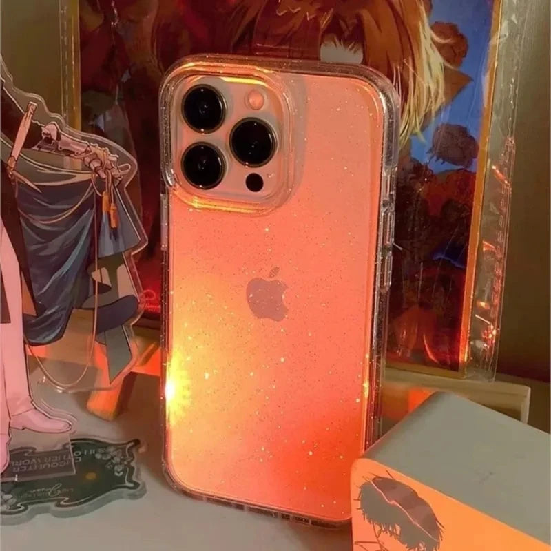 Luxury Bling Glitter Clear Phone Case For iPhone 17 16 15 14 13 12 11 Pro Max X XR XS 7 8 Plus Shockproof Transparent Soft Cover