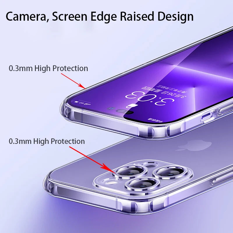 Clear Phone Case For iPhone 14 11 12 13 15 Pro Max Silicone Soft For iPhone XS Max XR X 8 7 6 Plus Transparent Back Cover Case