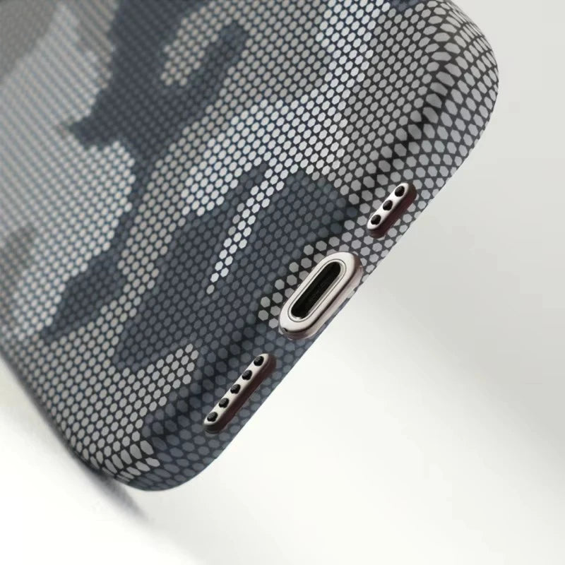Camouflage Graffiti Relief MagSafe Phone Case For iPhone 16 15 14 13 Pro Max Magnetic Charging Alloy Lens Shockproof Hard Cover